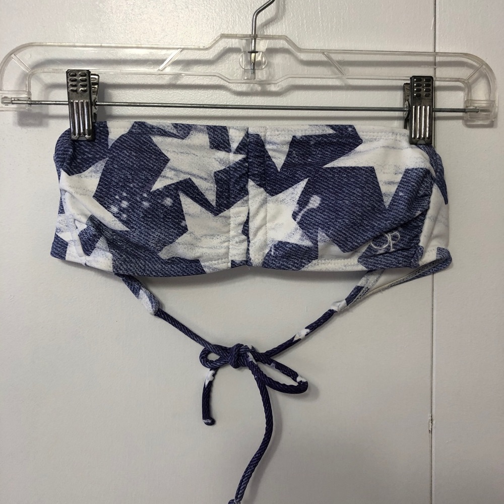 Blue White Star Strapless Bikini Top